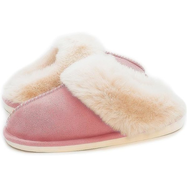 Hussko til kvinder og mænd, Fuzzy Fluffy Memory Foam Slip-on Hjemmesko Anti-Skridsikker Super Varme (Størrelse: 5-6)