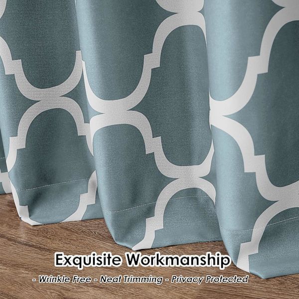 Marokkansk Fashion Room Mørklægning Blackout Grommet Gardin til Stue, 52 x 84 Tommer, Dusty Teal (1 Panel)