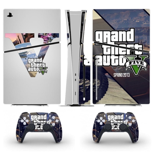 Playstation 5 Slim Ps5 Slim GTA Skin Decal and Controller Stickers Set, reptålig (Disk01) Style07