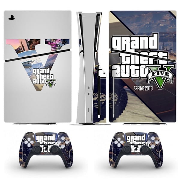 Playstation 5 Slim Ps5 Slim GTA Skin Decal Og Controller Stickers Sæt, Ridsefast (Disk01) Style07