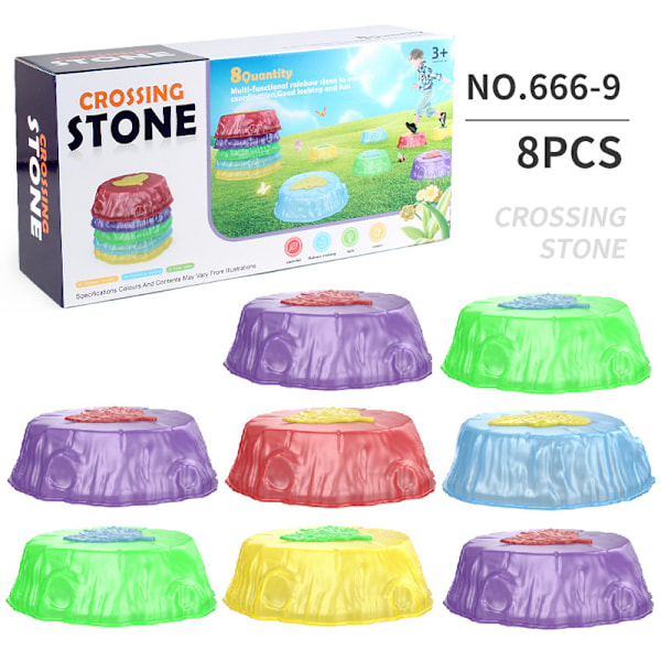 Stepping Stones for Kids - Sklisikre Sansestimulerende Stepping Stones, Interaktive Hage Steiner, Sklisikre Balanserende Elvesteiner, Fremmer Koordinasjon for Barn B