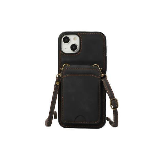 3-in-1 Leather Case Compatible with iPhone 17 Pro Max with Card Holder and Shoulder Strap