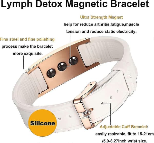 Magnetisk Terapi Armbånd til Lindring af Gigt og Lymfedrænage, Silikone Rustfrit Stål Unisex Armbånd (Sort) Black