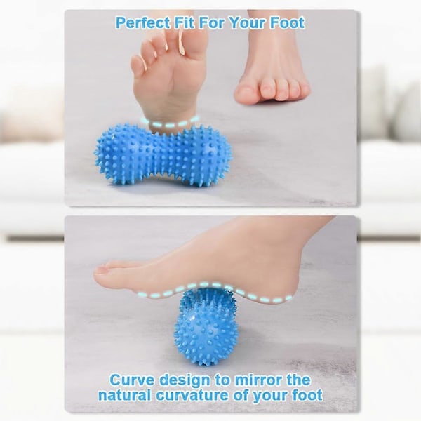 Spikig Massageboll Set, 2-pack Kropp och Fotmassagevals, Hård Jordnötsmassageboll för Plantar Fasciit, Triggerpunktsbehandling, Djupvävnad, Myo Upgrade 2 Pcs  Blue Upgrade 2 Pcs - Blue