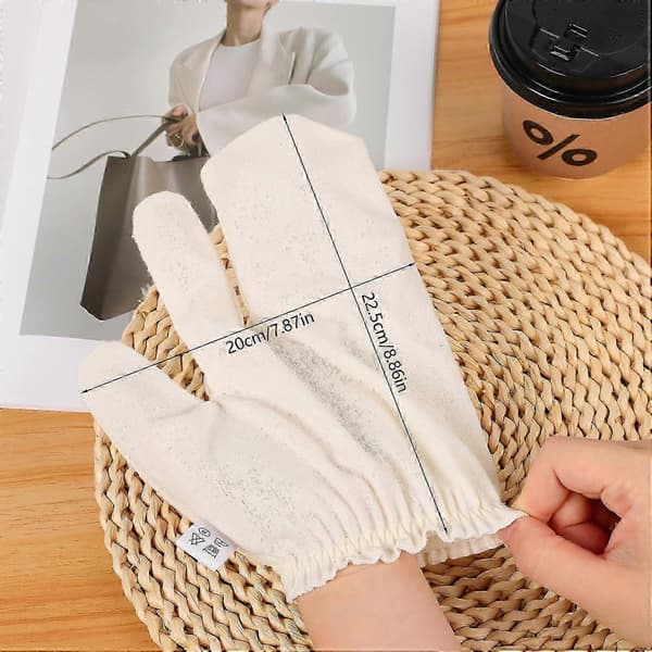Garshana-handskar i råsilke för exfolierande massage och hudborstning med elastiska handledsband