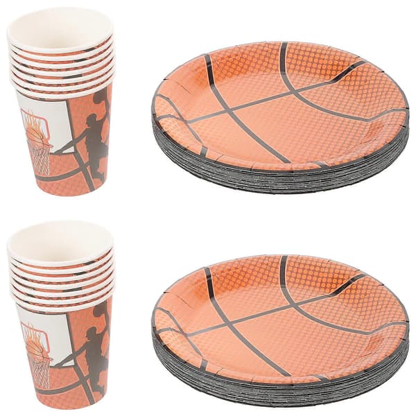 Pappersservis Basket Tallrikar Muggar Set för Fest 40 st Orange