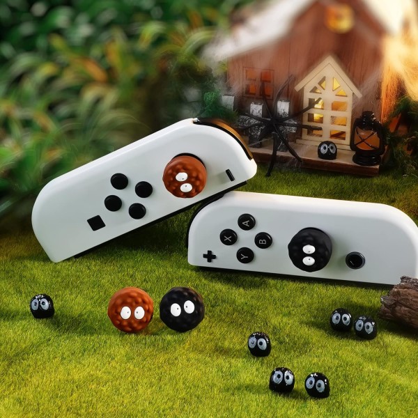 Tommelgrephetter for Nintendo Switch, søte joystick-deksler med 3D-mønsterdeksel Mykt søtt silikon analogt 4 stk sett for Switch/OLED/Lite, alver