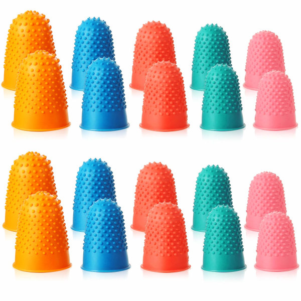 20 stykker gummifingertuppbeskyttere for pengetelling, sortering, skriving, sorteringsoppgaver, varmlim og sportspill, tykk, gjenbrukbar beskytter