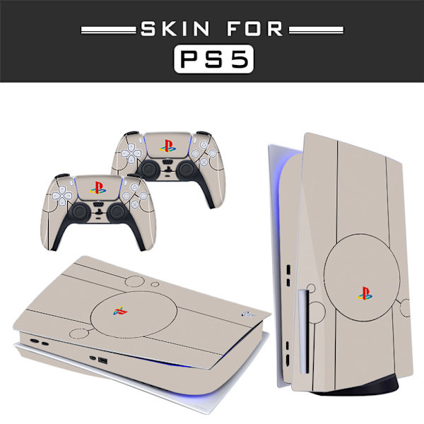 Klistremerke til PS5 - Kompatibel med PS5 - Deksel for å tilpasse konsollen - Avtakbar vinylfilm - Matt satin HD-kvalitet (Disk, PS Retro Generation 1)