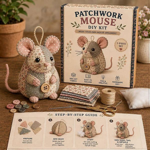 DIY Patchwork Dyresykit, Håndlavet Tøjdyr Håndværkssæt A