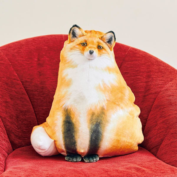 Katt, räv, tvättbjörn plyschkudde, söta djur mjuka plyschdjur, kattunge plyschkudde docka stora leksaker present till flickor pojkar (räv - 36cm/14in)