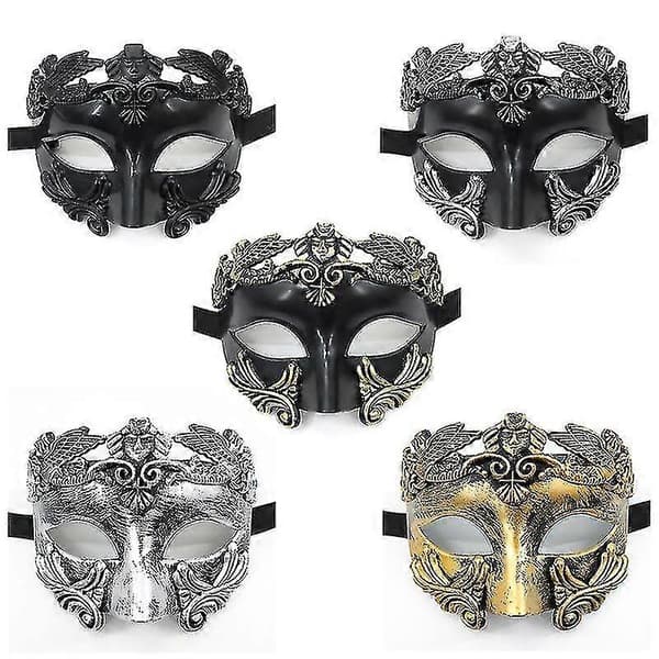 Maskerade-maske for menn - Gresk romersk venetiansk maske Mardi Gras-maske Black