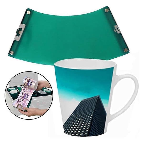 3-pack 3D sublimering silikon konisk mugg wrap form muggklämma 12OZ koppklämma fixtur för tryckmuggar Green & silver