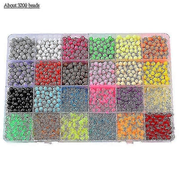 3200 Aquabeads 24 separate fargepakker krystallperler barn DIY-sett p