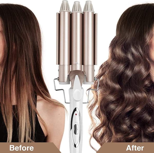 Three-Barrel Curling Iron - White/Gold Guld gold