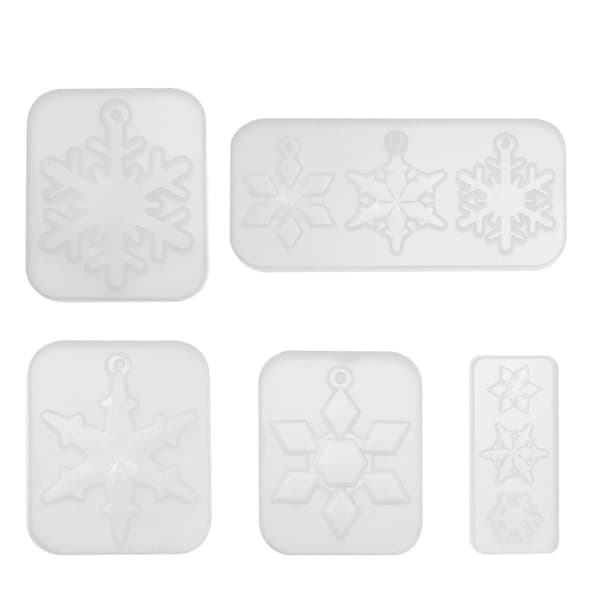 5 stk silikon snøfnuggform DIY krystall epoxy smykkeform DIY anhengsform