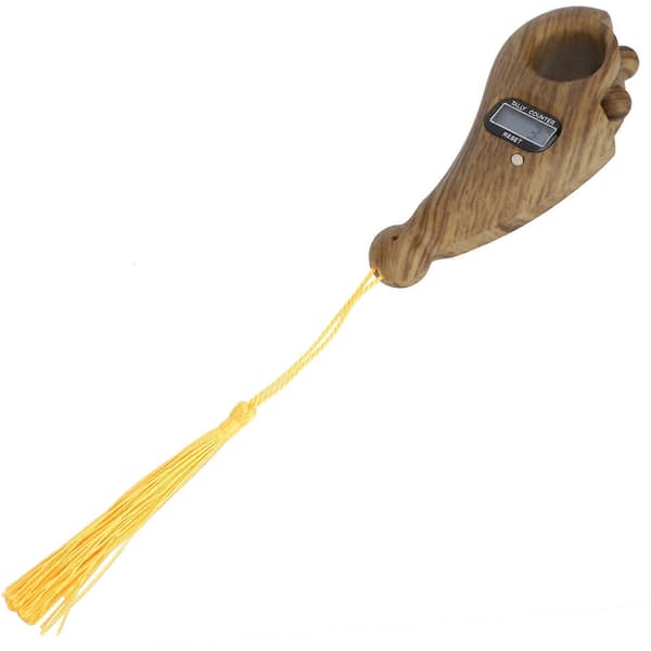 Digital handheld finger counter with wood grain for Buddhist meditation