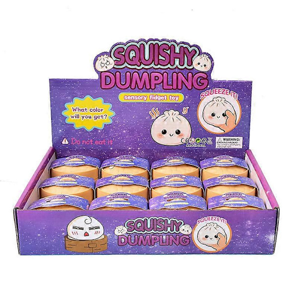 12 stk. Dumpling Squishy Blind Box, Glitter Dumpling Squishy, Søte Dumplings Stressballer