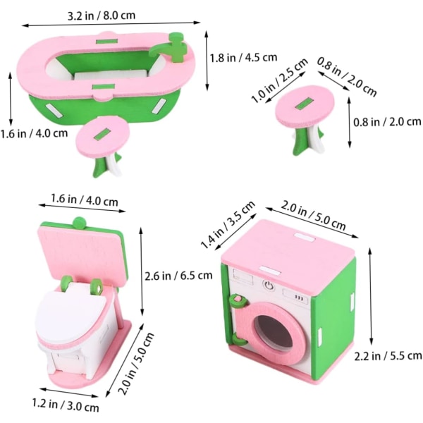 Handgjorda möbelleksaker 4 st Micro Toys Barn Sportleksaker Mini Leksak Trä Träning Förmåga Leksaker Trä Set Barnleksak för Barn Glas Badrumshyllor