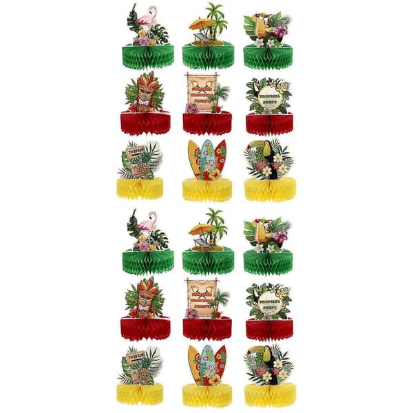 Festlige bikakedekorasjoner for Hawaii-tema, 18 stk. sett