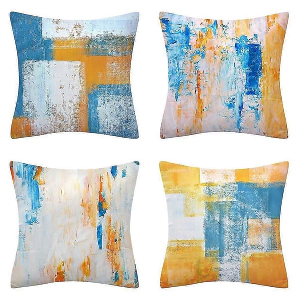 Sæt med 4 pudebetræk 45x45cm, dekorative pudebetræk med abstrakt mønster til sofa, seng, soveværelse, stol, have