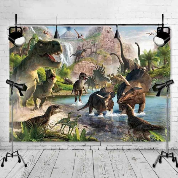 Jurassic Dinosaur Party Dekorasjon Bakgrunn Fotografi Dinosaur Kingdom Barn Bursdagsfest Banner Jungel Safari Dyr Foto Bakgrunn 5x3ft