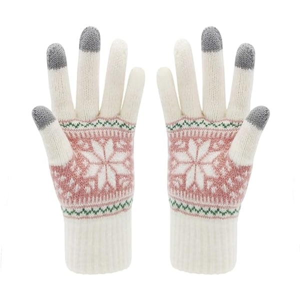 Winter Touch Screen Gloves Snow Flower Printing Keep Warm for Women and Men