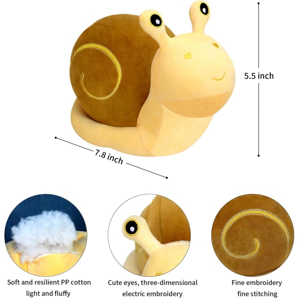 Søt tegneserie snegledukke plysjleketøy barns bursdagsgave stor sneglepute dukke Kawaii dekorleketøy dekor snegleplysj sur fisk (gul 7,8 tommer)