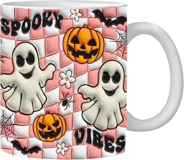 3D-effekt Halloween-krus Hjemmekøkkenindretning Kaffekop til kaffe, te, varm chokolade