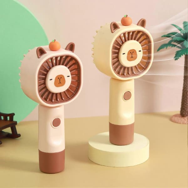Capybara Håndholdt Ventilator – Multi Hastighed & Stille – til Kontor & Rejse – USB Genopladelig Bærbar Køling Light Brown