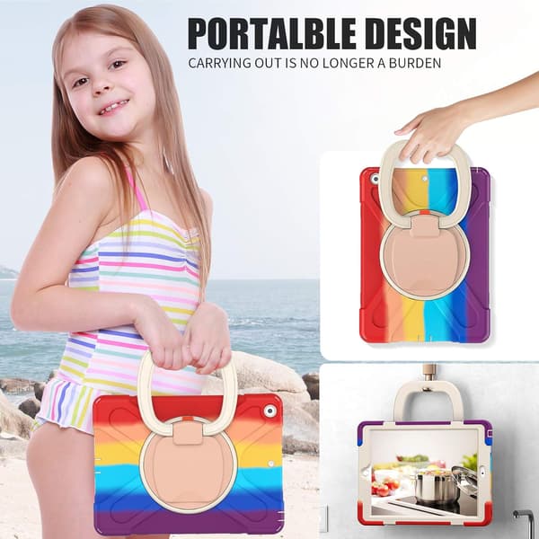 iPad 9th/8th/7th Generation Case, iPad 10.2 Case 2021/2020/2019 with Pencil Holder, Stand, Handle and Shoulder Strap Zenrich Heavy Duty