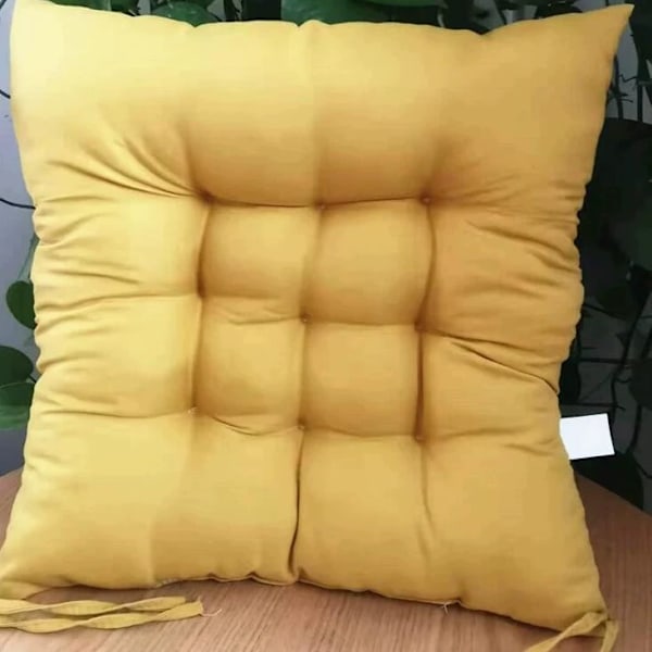 4 stk. myke stolputer, stolputer med bånd, stolputer spisestue for hage uteplass kjøkken spisestue (40x40cm) Turmeric