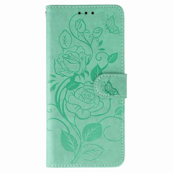 TKdaddy til Honor X40 Plus Etui Pung Stand Trykt Rose Sommerfugl PU Læder Telefoncover Grøn