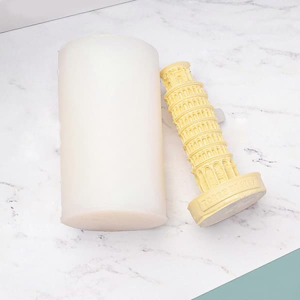 Stearinlysform Epoxyharpiks Silikonform Skjeve-tårnet-i-Pisa Design Enkel å avforme for DIY Stearinlys Gips Kunstpynt