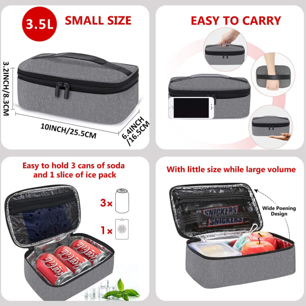 Liten Lunchpåse Mini Lunchbox Isolerad Lunchväska för män Kvinnor Petty Lunchbox för barn Vuxen