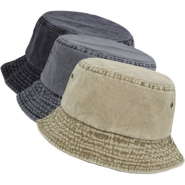 3-pack tvättade bomullshinkhattar Packable sommar utomhus keps Resa strand solhatt enfärgade färger för män kvinnor