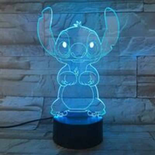 Tegneserie Stitch 3D-lampe Soverom Bord Nattlys Akrylpanel USB-kabel 7 Fargeendring Berøringssokkellampe Barnegave