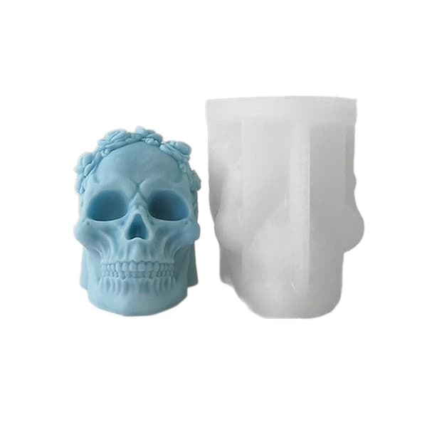 Rose Skull Candle Silikonform Bordpynt Aromaterapi Duftlys Laging Halloween Epoxyharpiks Støpeformer