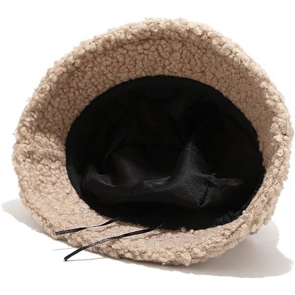 Vinter Plys Fuzzy Bucket Hat Kunstig Pels Shearling Fiskerhatte til Kvinder