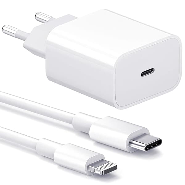 Oplader til iPhone - Hurtigoplader - Adapter + Kabel 20W USB-C Hvid 1-Pack iPhone