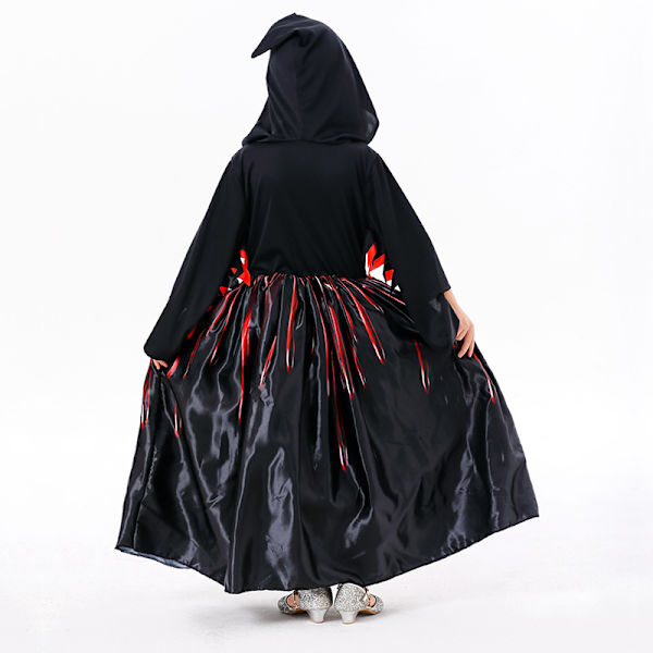 Halloween Børne Cos Heks Kostumer Piger Halloween Cosplay Fest Sort Uhyggelige Kostumer M