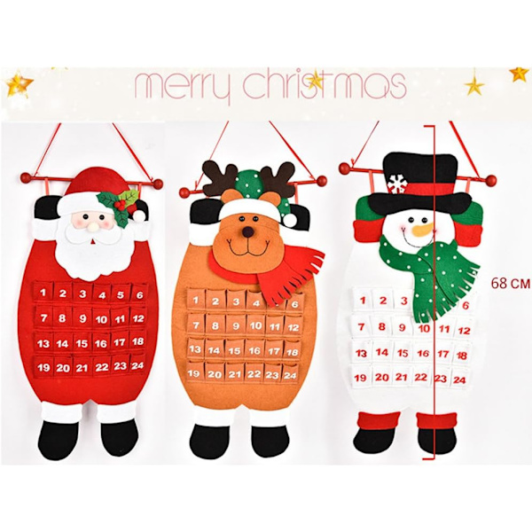 Jul Adventskalender Jul Nedräkning Tygfickor Julgran Hängande Prydnader Dekoration För Hemmakontorsdekor (Älg)