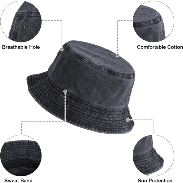 3-pack tvättade bomullshinkhattar Packable sommar utomhus keps Resa strand solhatt enfärgade färger för män kvinnor