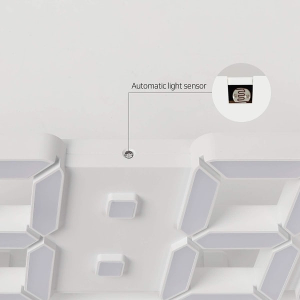 Pure Slim 11,8 tommer / 30 cm LED-ur i hvid (M), 3D digitalt vækkeur, ultrafladt design, automatisk justering af lysstyrkeniveauer