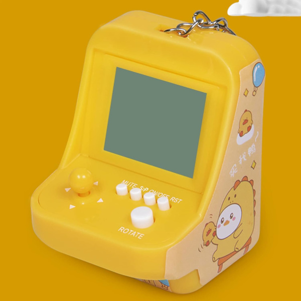 Micro Player Mini Arcade-maskin med nyckelring, 26 klassiska spellägen Stöd musik Mini byggstensspelkonsol för barn Blå
