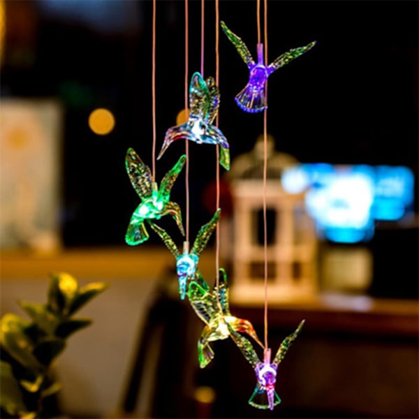 LED-aurinkokolibripilvikello, väriä vaihtava vedenpitävä kuusi kolibripilvikelloa-kolibri