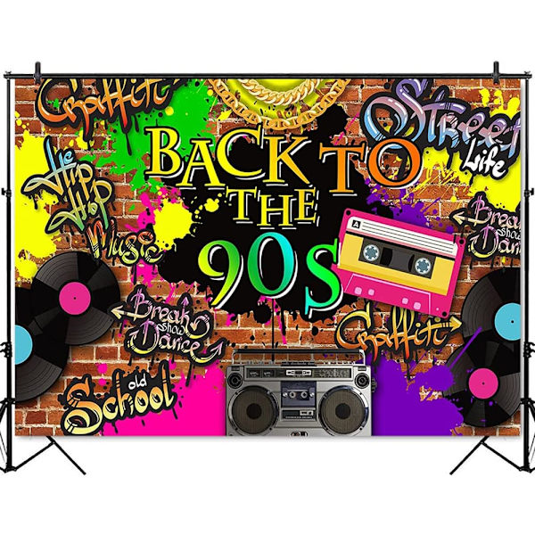 90-luvun tausta Hip Hop Graffiti Tiiliseinä Retro Radio Muotivalokuvaus Tausta Takaisin 90-luvun teemalla Juhlan Banneri Dekoraatio Taustat (7x5ft)