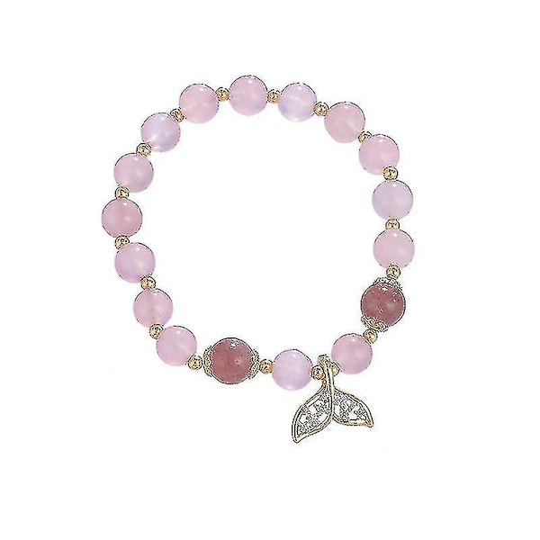 Jcsw Diamantbeströdd Fisksvans Jordgubbs Kristall Armband, Sött Och Kallt Temperament Enkelt Armband