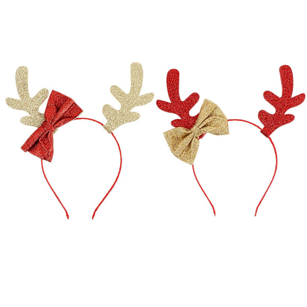 2 st julrenhorn diadem glänsande ren horn diadem rosett hårbåge jul ren diadem hårband med rosetter jul huvudbonad