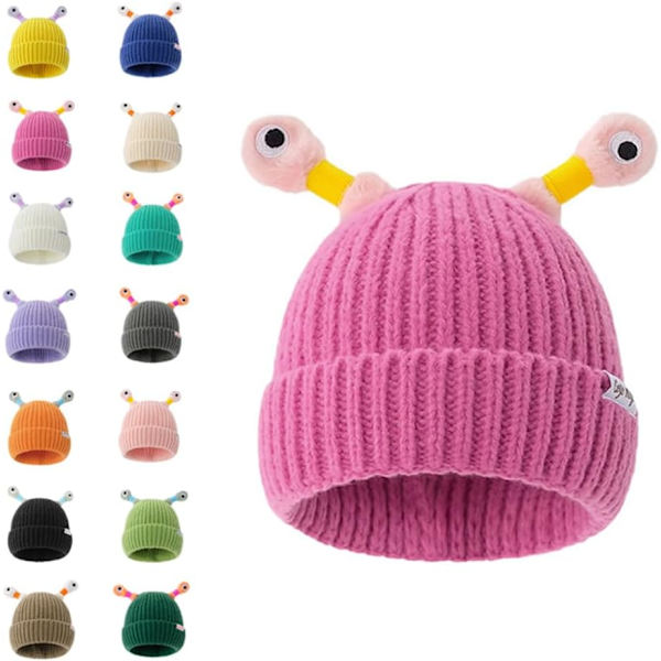 Sød lille monster LED strikket hue, dame vinterhue, pigehue, børne vinterhue, sjov lysende monster strikket hue